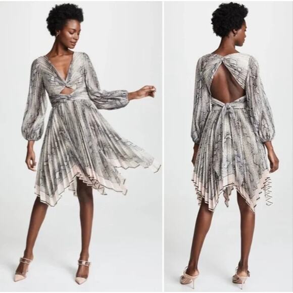 Zimmermann Snake Print Cutout Dress SZ 0/ US 4/ AU UK 8 Corsage Python Coquette - Picture 4 of 14